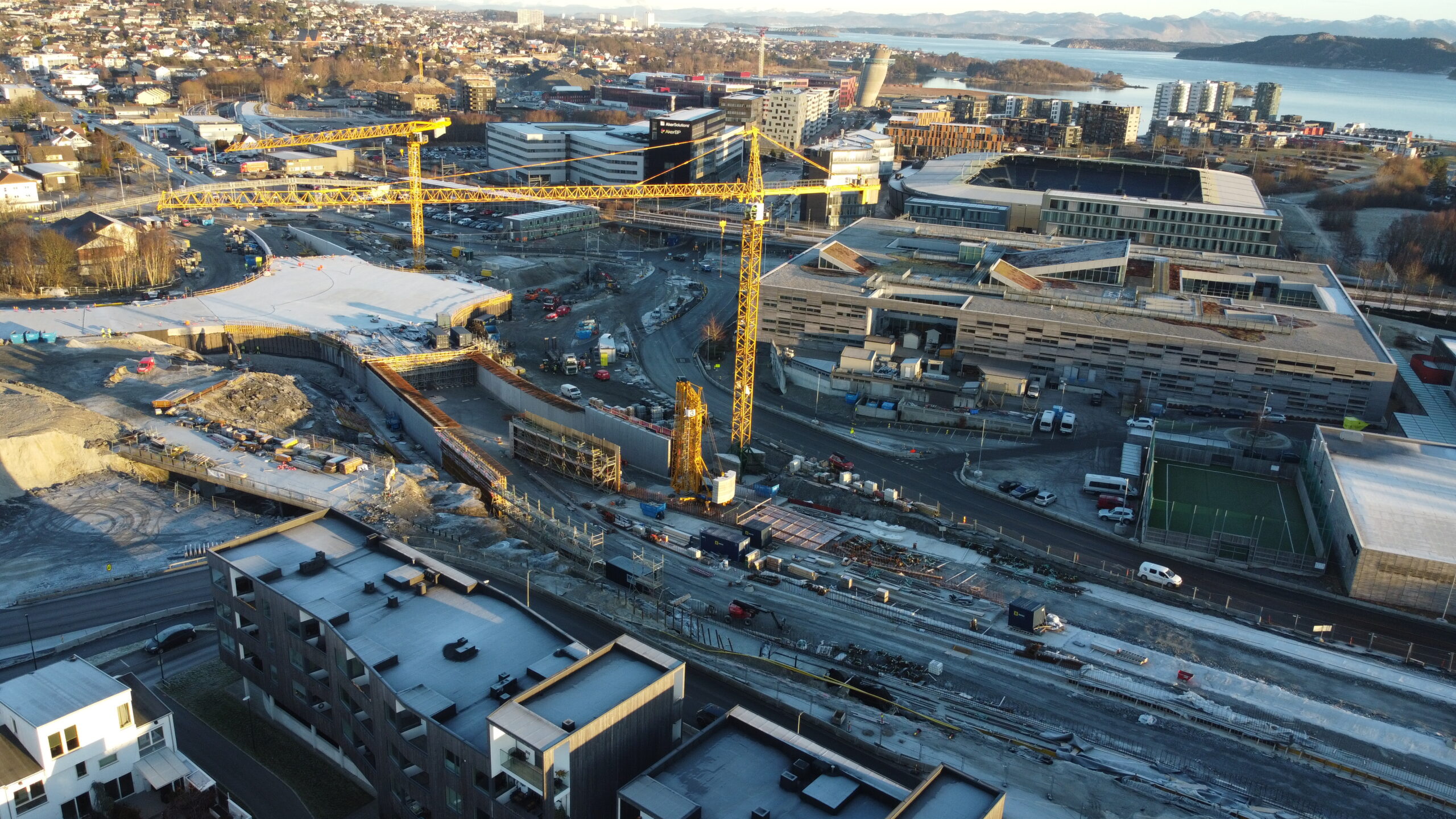 Oversiktsbilde av deler av Bussveien under bygging, som er et av regionens viktige prosjekter